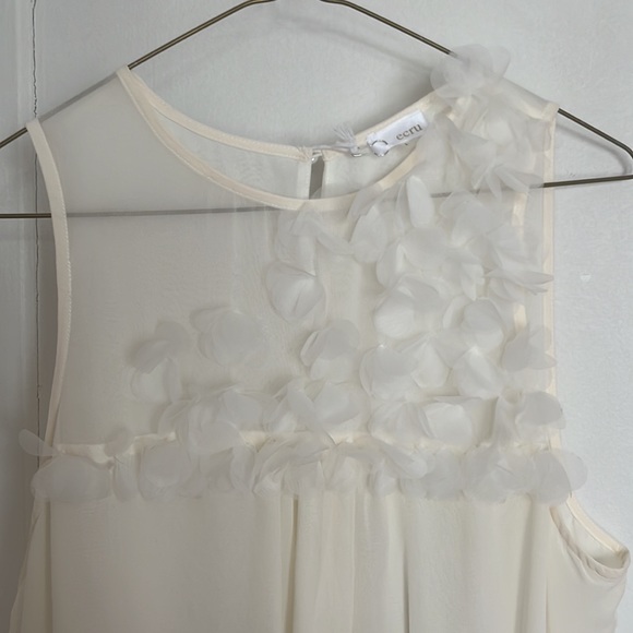 Ecru Cream Silk Top. L - Picture 3 of 5